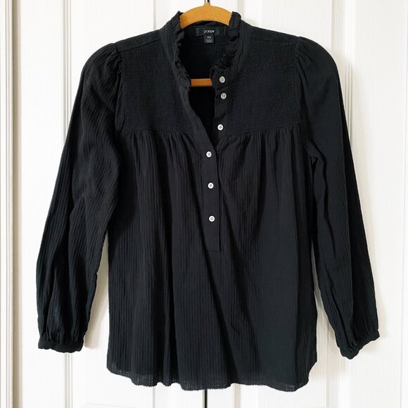 NWT J.Crew Long Sleeve Soft Gauze Garden Top - Black | XS - Picture 2 of 7